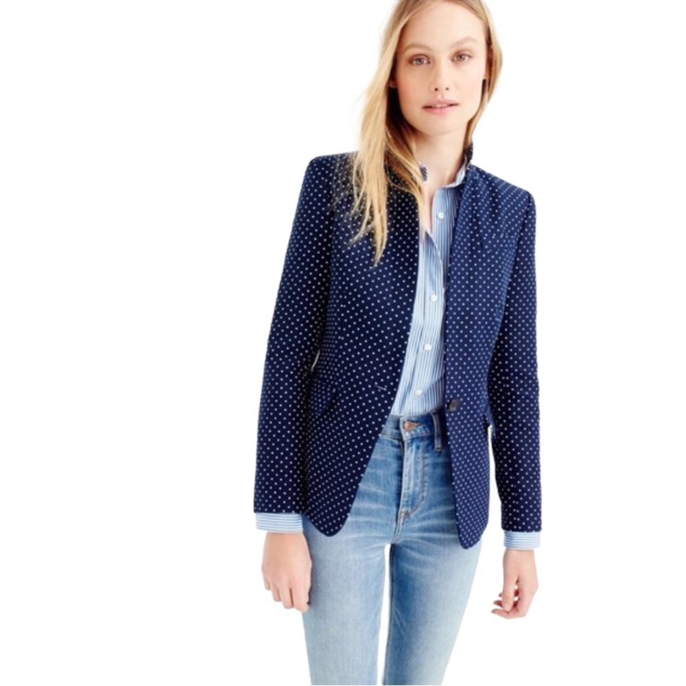 J. Crew Regent Blazer in linen with polka dots size 00 excellent condition